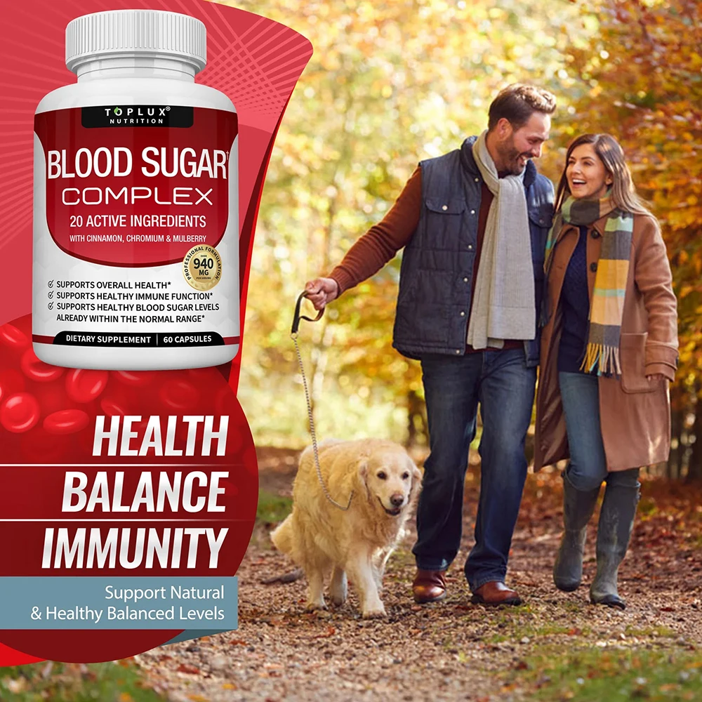 Premium Natural Blood Sugar Complex Supplement for Men & Women - Naturall 20 Herbs and Vitamins with Cinnamon Non-GMO, Vegan - Image 4