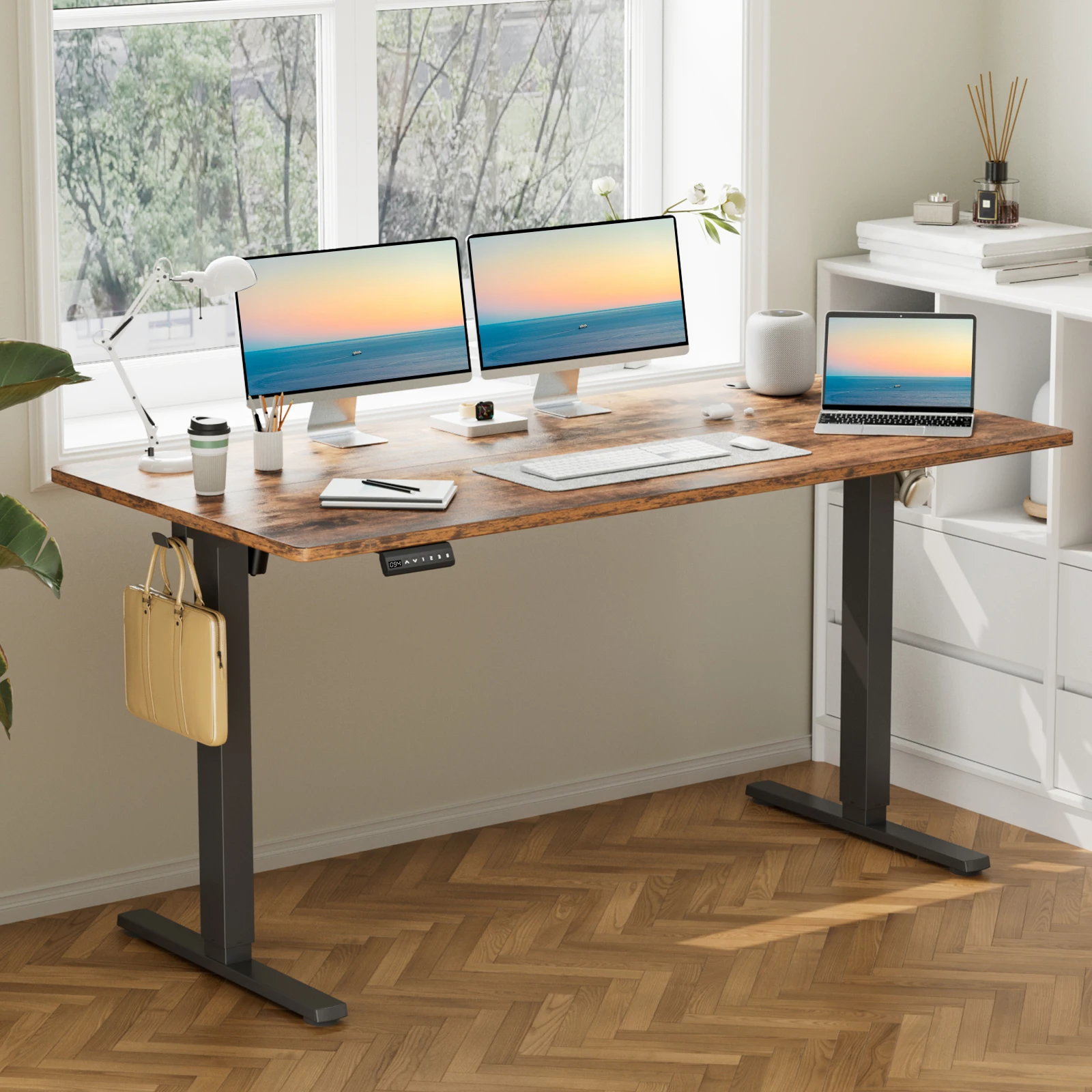 JHK 63x24 Inch Electric Standing Desk Ergonomic Height Adjustable Stand Up Sit Stand Computer Workstation Work Table For Office - Image 2