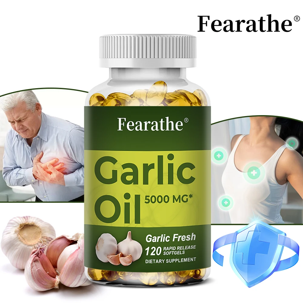 Premium Garlic Fresh 5000mg, Garlic Oil Dietary Supplement for Heart Health and Circulation Support with Antioxidant, NON-GMO