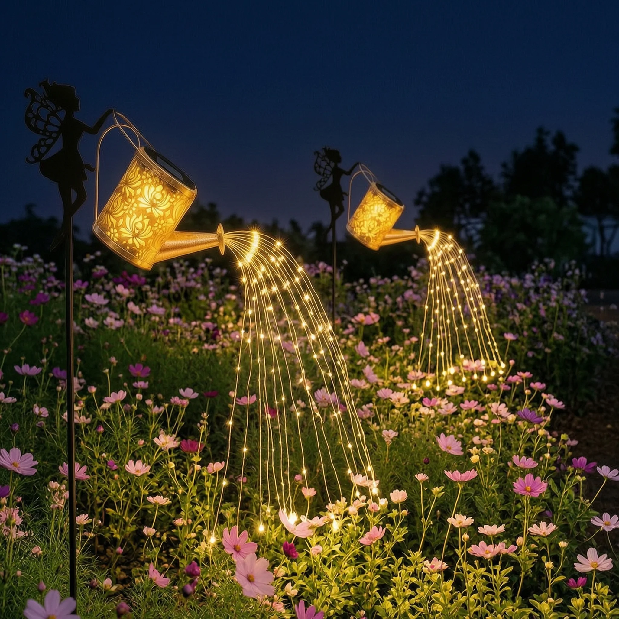 Solar Fairy Watering Can Lights – Outdoor Decorative Kettle with Cascading String Lights, Perfect for Garden Décor & Gifts