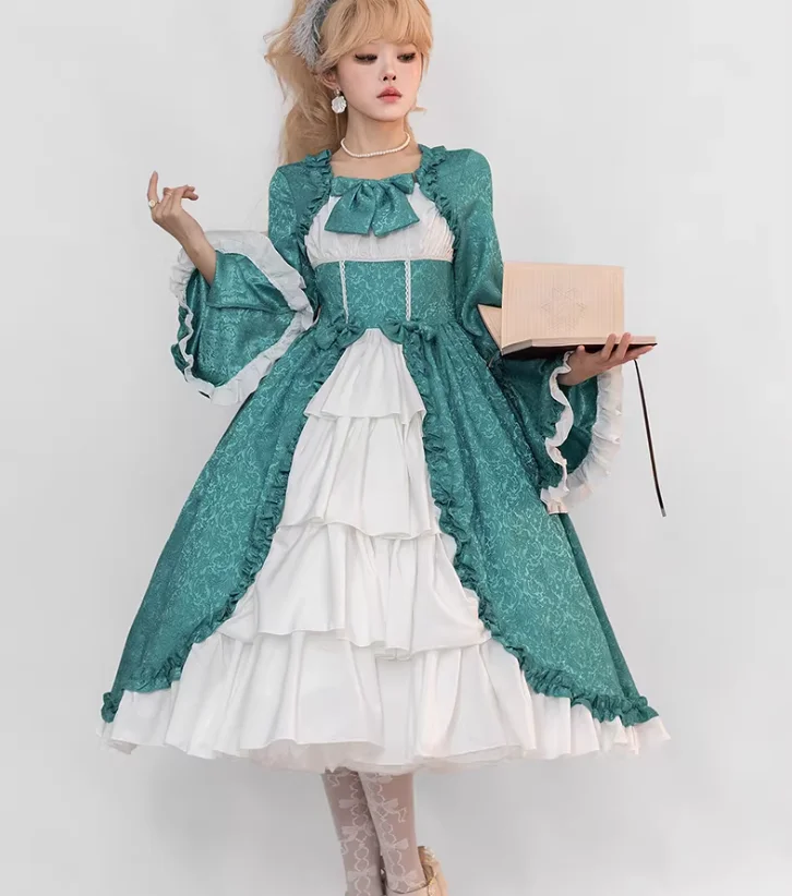 Large Size European Gothic Lolita Retro Princess Court Dress Fashion High Waist A-line Personality Dark Flare Sleeve Dresses - Image 6