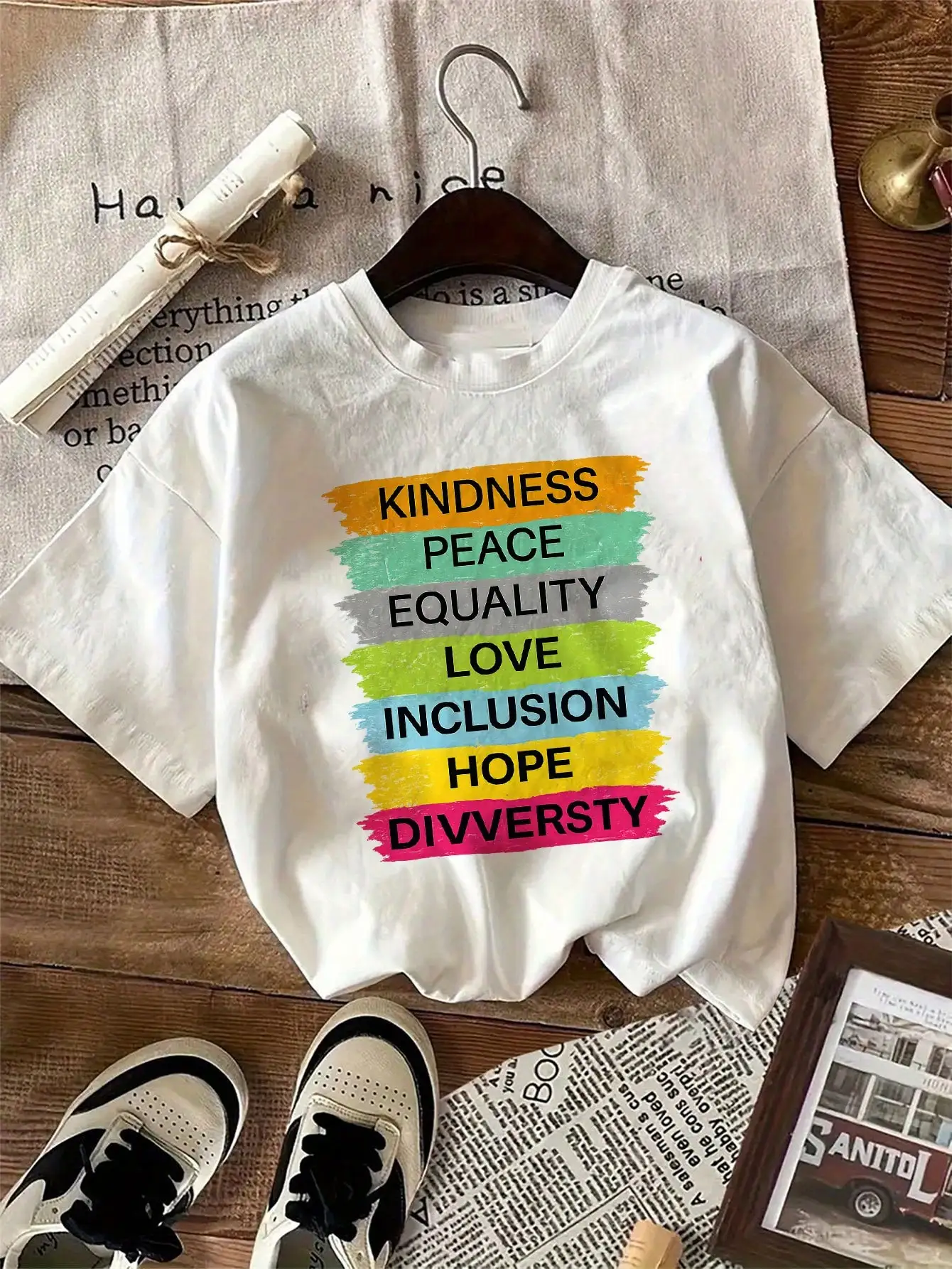 Girls & Teenagers Students Casual Printed Black Crew Neck Short Sleeve T-Shirt Top, Summer - Image 7