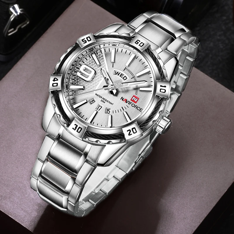 NAVIFORCE Luxury Brand Men's WristWatch Original Fashion Quartz Classic Watches For Men Waterproof Military Steel Band Clock Man - Image 6