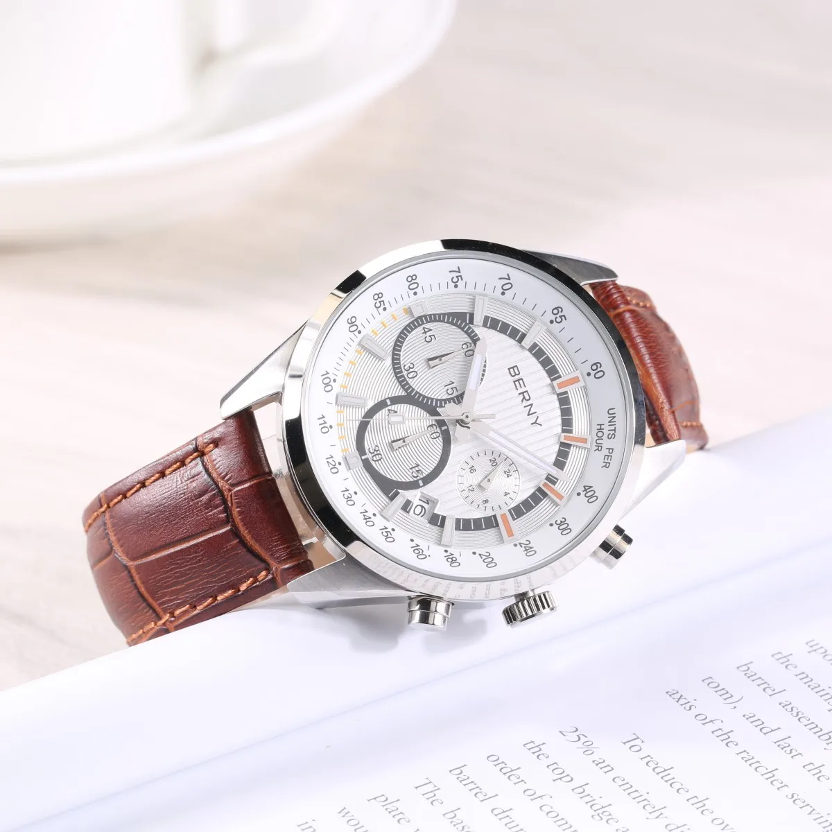 BERNY Men's Watch Watches Multifunction Chronograph Quartz Watch Calendar Date Luminous Fashion Cool Man Sports Wristwatch - Image 4