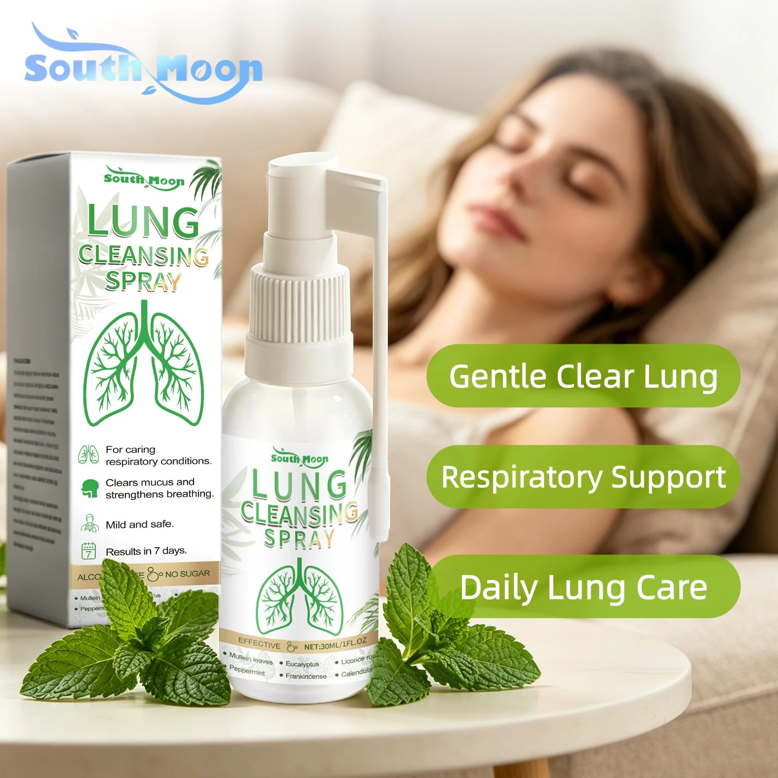 Herbal Lung Cleanse Spray Breath Detox Gentle Clear Lung Discomfort Long Lasting Respiratory Support Daily Lung Care Breath Mist