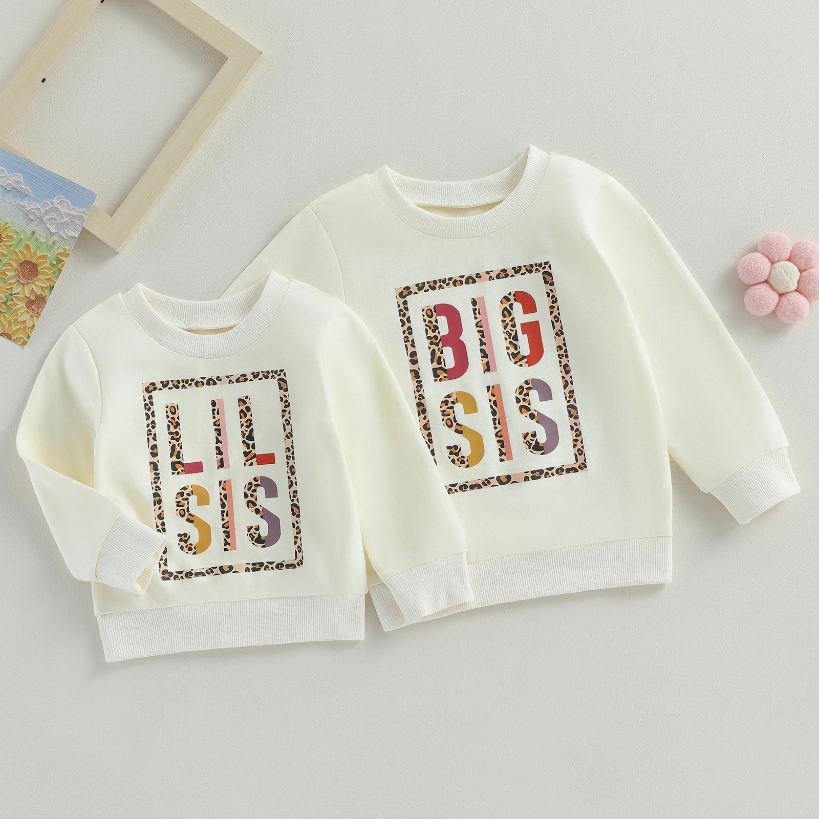 Citgeett Autumn Kids Toddler Girls Sweatshirts Long Sleeve Leopard Letter Print Loose Pullovers Fall Tops Clothes