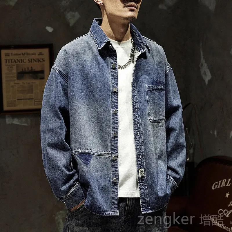 Spring autumn denim jacket men's big size loose tops plus size men's jackets coat tide 7XL 6XL 5XL denim jacket - Image 2