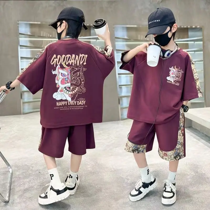 Plus Size Children's Clothing Boys From 4 T-shirts 7 12 Years Baby Summer Clothes Kids Boy Suit 2025 Top Outdoor Korean T-shirt - Image 6