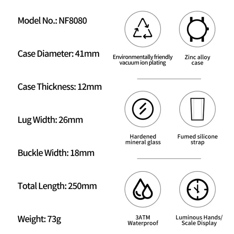 NAVIFORCE Men Watches Multifunctional Chronograph Silicone Strap Luminous Hands 3ATM Waterproof High Quality Original for Man - Image 2