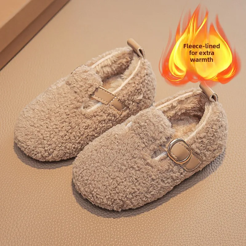 Winter Children's Shoes 2026 New Girls Fluffy Cotton Shoes Soft Bottom Non-slip Kids Fashion Simple Plush Shoes Trend Versatile - Image 2