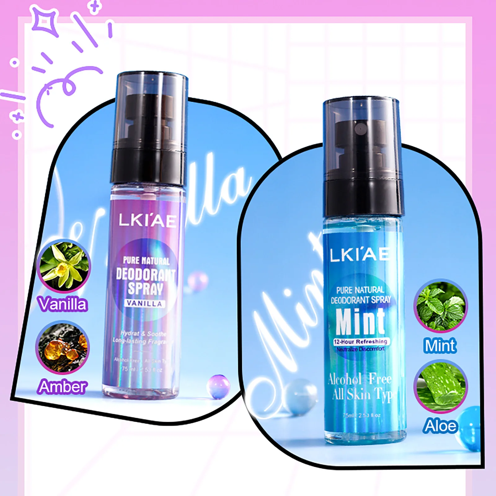 LKIAE Natural Deodorant Body Spray, 12H Antiperspirant And Odor Control, Formulated Without Alcohol, For Women & Men - Image 4