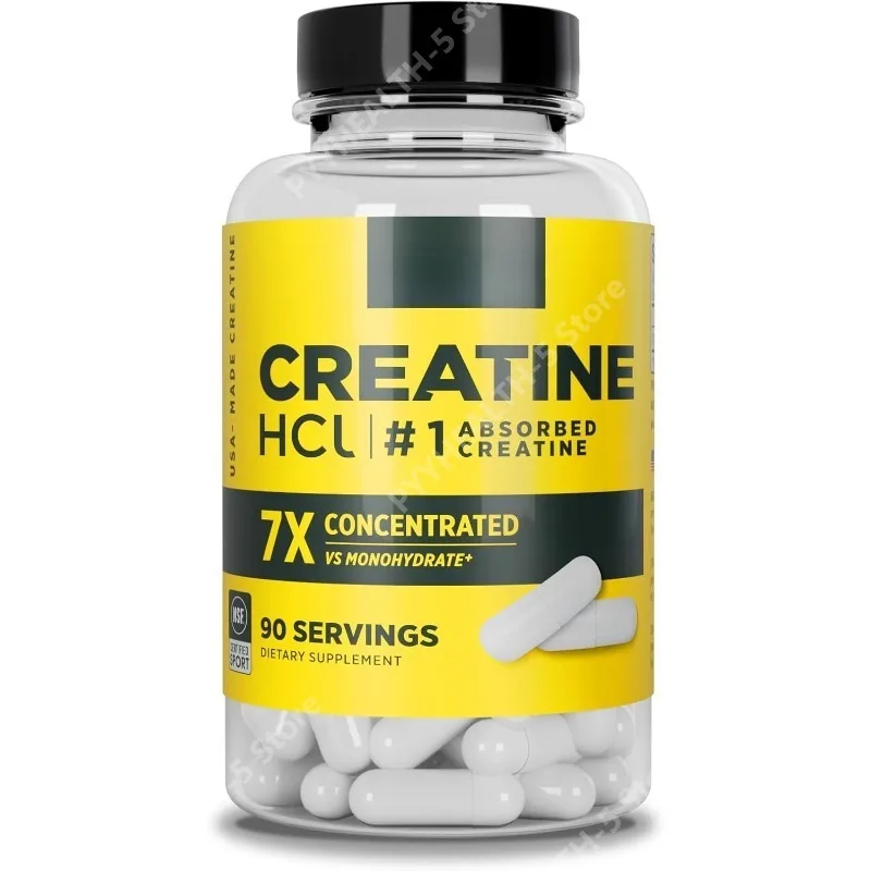 Creatine HCl Capsules Muscle, Cognitive, Cellular Energy Support | No Bloating or Cramps Creatine Pills (90 Capsules)
