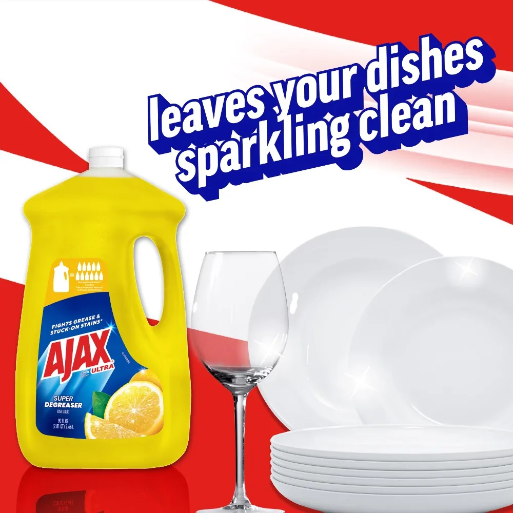 90 FL oz Ajax Ultra Dishwashing Liquid Bottle, Lemon Fresh Scent Super Degreaser Liquid Dish Soap, Powerful Grease Cleaner for Daily Kitchen Use - Image 7