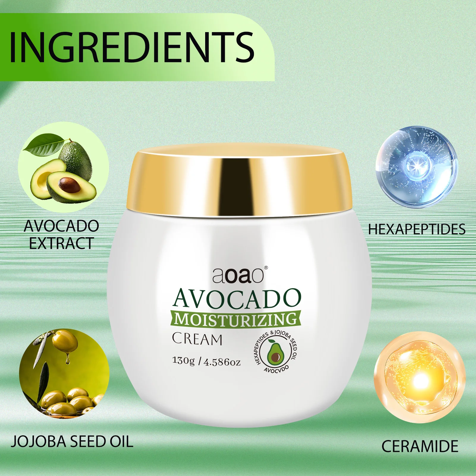 Avocado Cream with Niacinamide And Vitamin E Large Capacity 130g Firming Soothing Moisturizer - Image 8