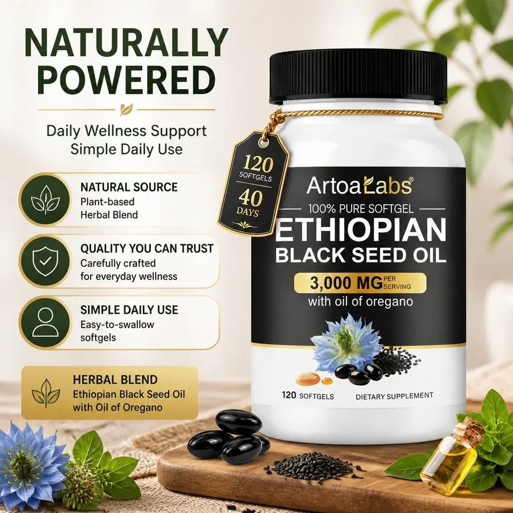 ArtoaLabs Ethiopian Black Seed Oil Softgels with Oregano Extract, Non-GMO for Immune Support and Digestive Balance, 120 Softgels