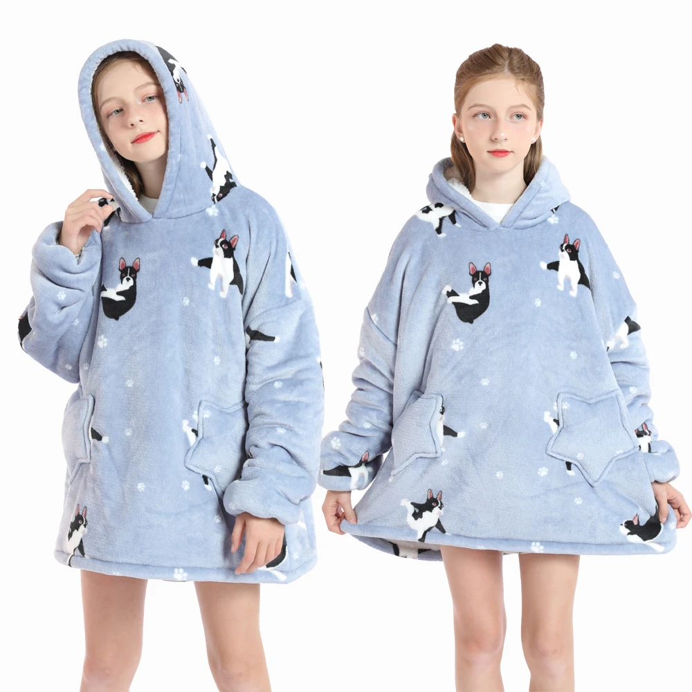 New Winter Oversized Hoodies for Girls Children Warm Soft Animal Cartoon Sweatshirts Girls Outwear Penguin Avocado Panda Hoodie - Image 5