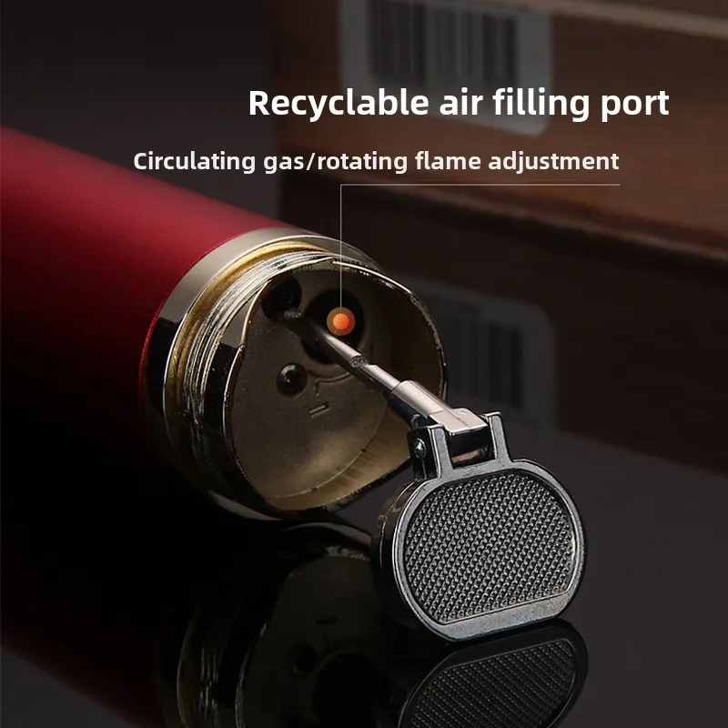 New Powerful Direct-fire Cigar Gas Lighter, Retractable Fire Outlet, Metal, with Cigar Needle, Men's Igniter Gift - Image 4