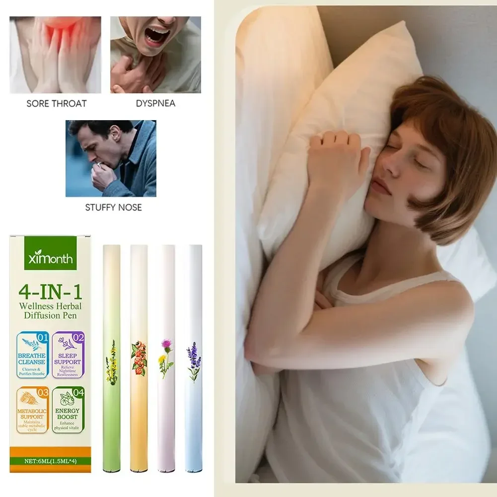 4 In 1 Air Freshening Pen: Relaxing The Senses Clear Pen Diffuser Lung-Cleansing Aromatherapy Refreshing Breathing Invigora M6P4 - Image 3