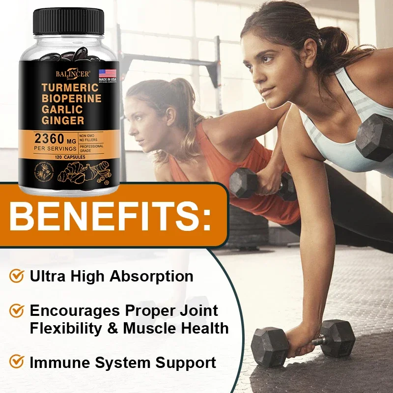 Turmeric Ginger Supplement with Piperine 2360 Mg with Garlic Comfort Digestive & Immune Nutrient Supplement Calcium Gluten Free - Image 3