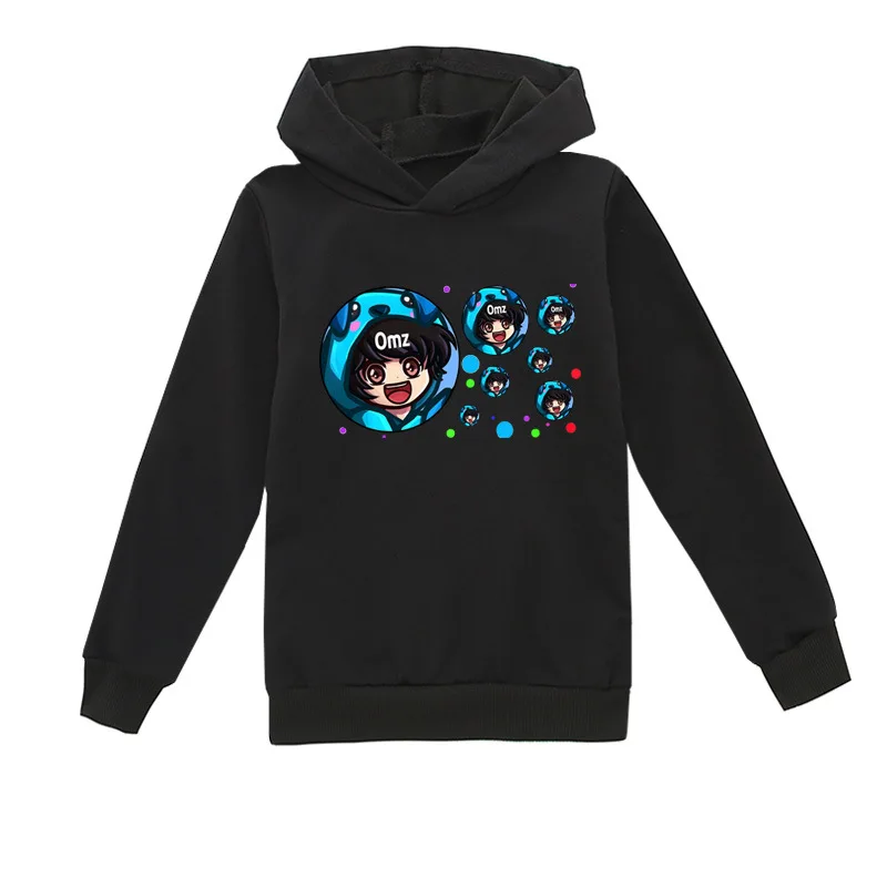 Kids Omz Print Spring Autumn Leisure Hooded Sweatshirts 2-16 Years Omz Boys Girls Casual Outfits Children Top Clothes