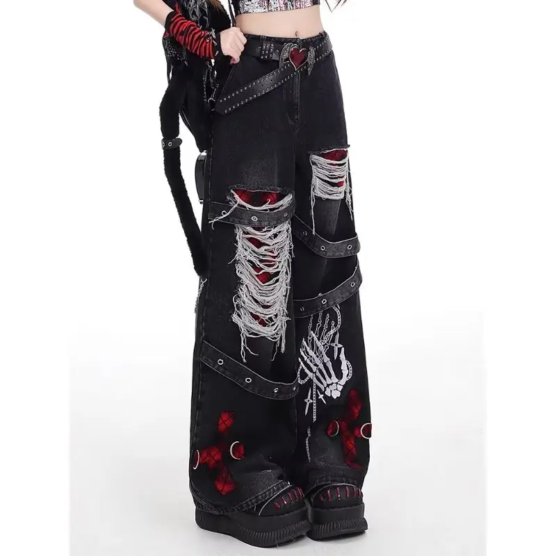 American Style Spicy Girl Loose Lazy and Relaxed Denim Pants Female punk Retro Washed Fashionable Versatile Casual Pants - Image 5