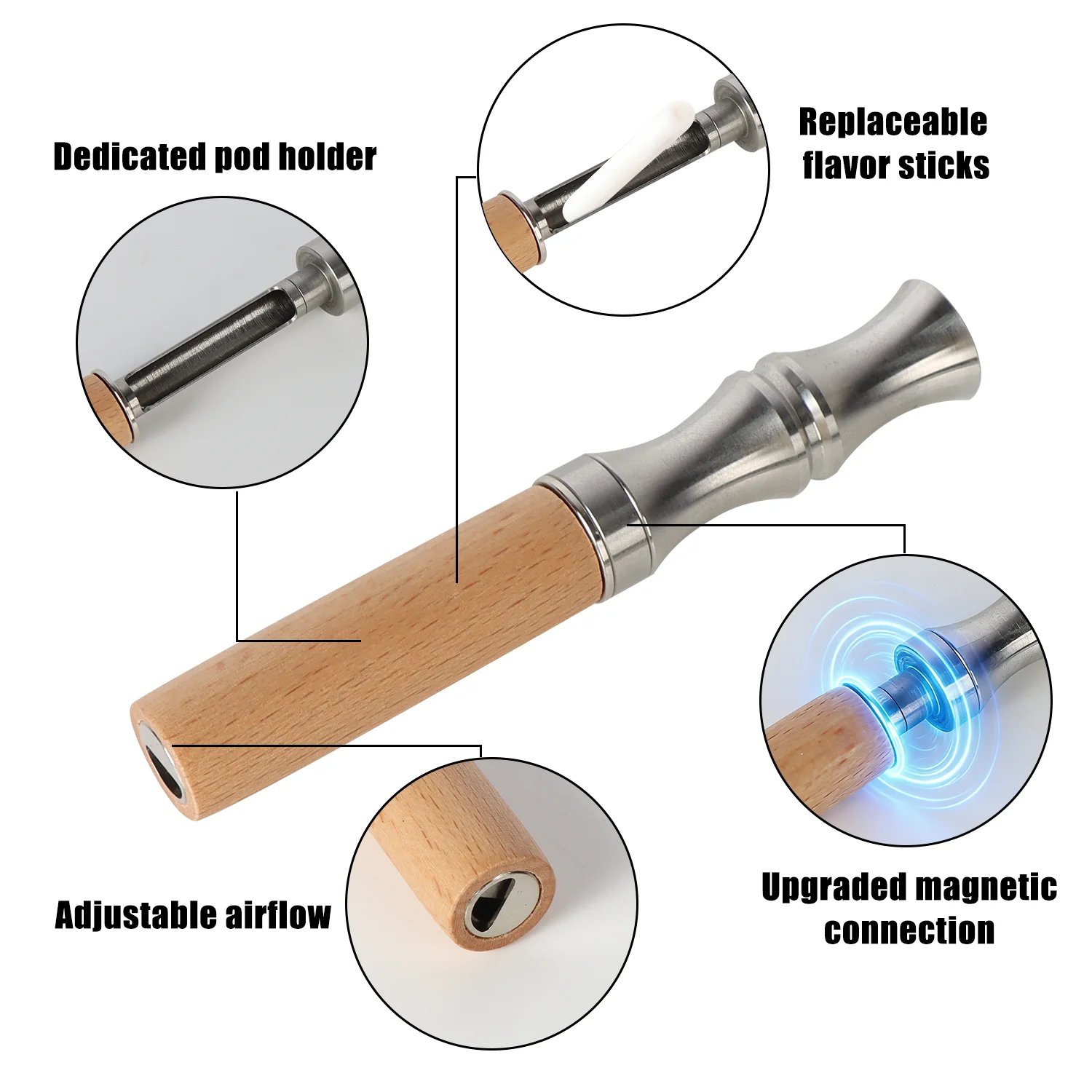 Upgradev5.0 Magnetic Plant Aroma Oral Stick Natural Wood Inhalation Stick Breathing Relaxation Release Stress Office Outdoor Use - Image 2
