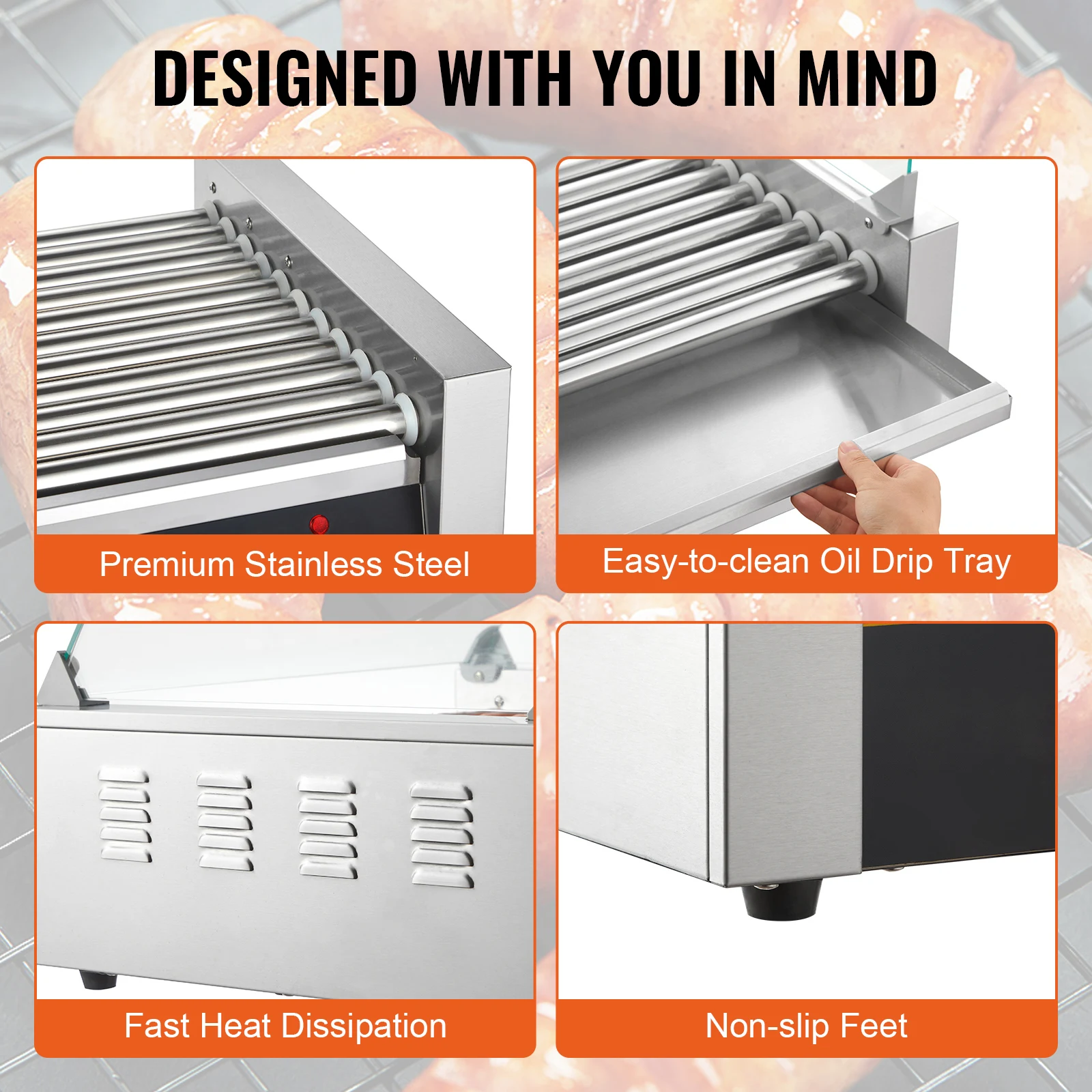 SucceBuy 5/7/11 Commercial Hot Dog Roller Electric Sausage Maker Barbecue Grill Machine for Camping Party Home Appliance 110V - Image 6