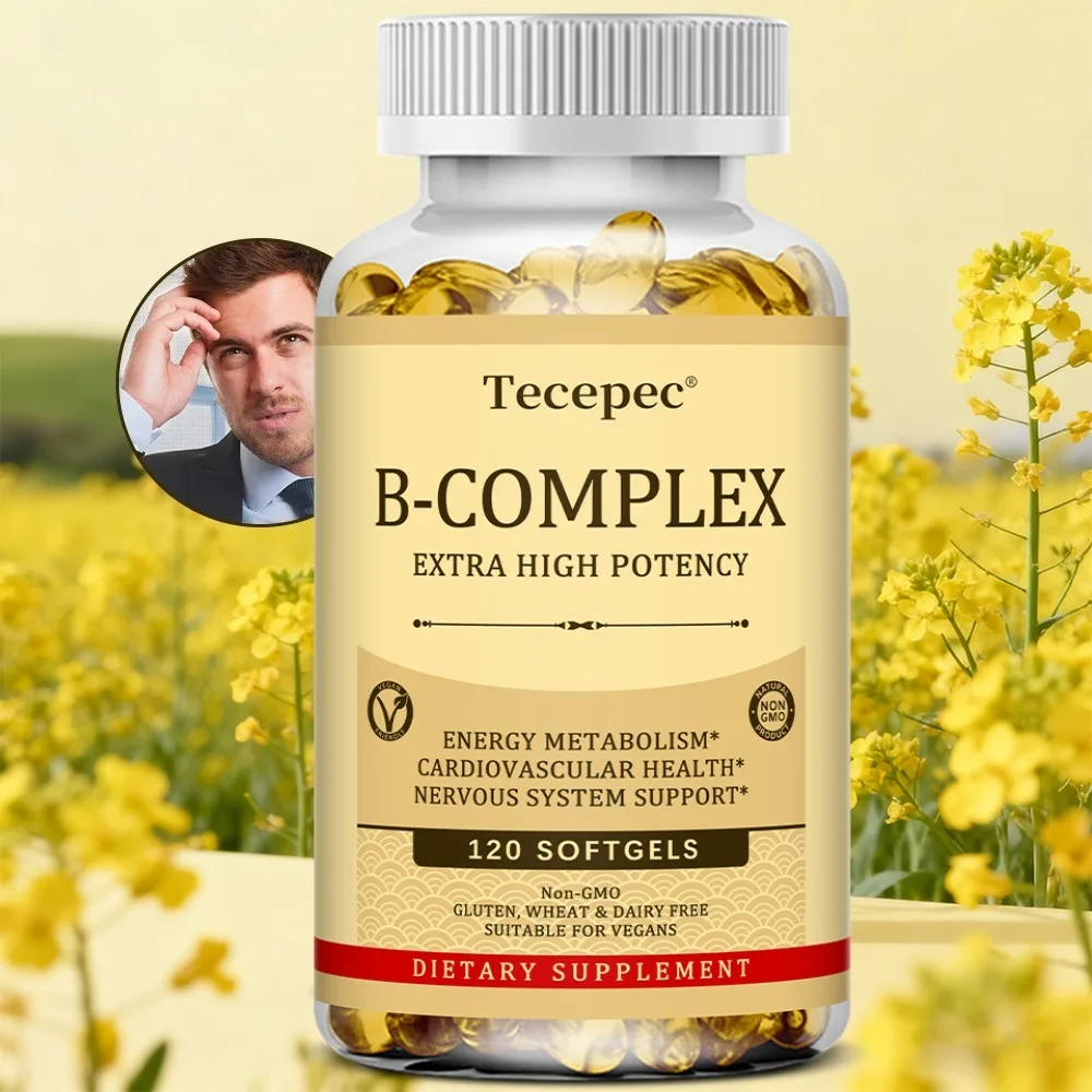 Vitamin B Complex Capsules - Fatigue, Digestion, Stress, Mood Formula, Boosts Energy and Metabolism