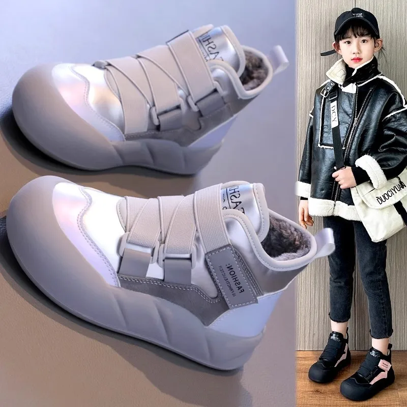 2026 Winter Thickened Plush Girls Snow Boots Waterproof Warm Fashion Girls Ankle Boots Non-slip Children cotton Casual Shoes - Image 2