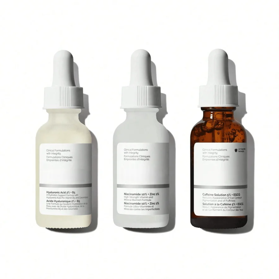 Most Loved Collection For Even Skin Tone And Texture - Skin Care Bundle Set - Hyaluronic Acid 2% + B5, Niacinamide 10% + Zinc 1%, Ordinary Caffeine Solution 5% + EGCG