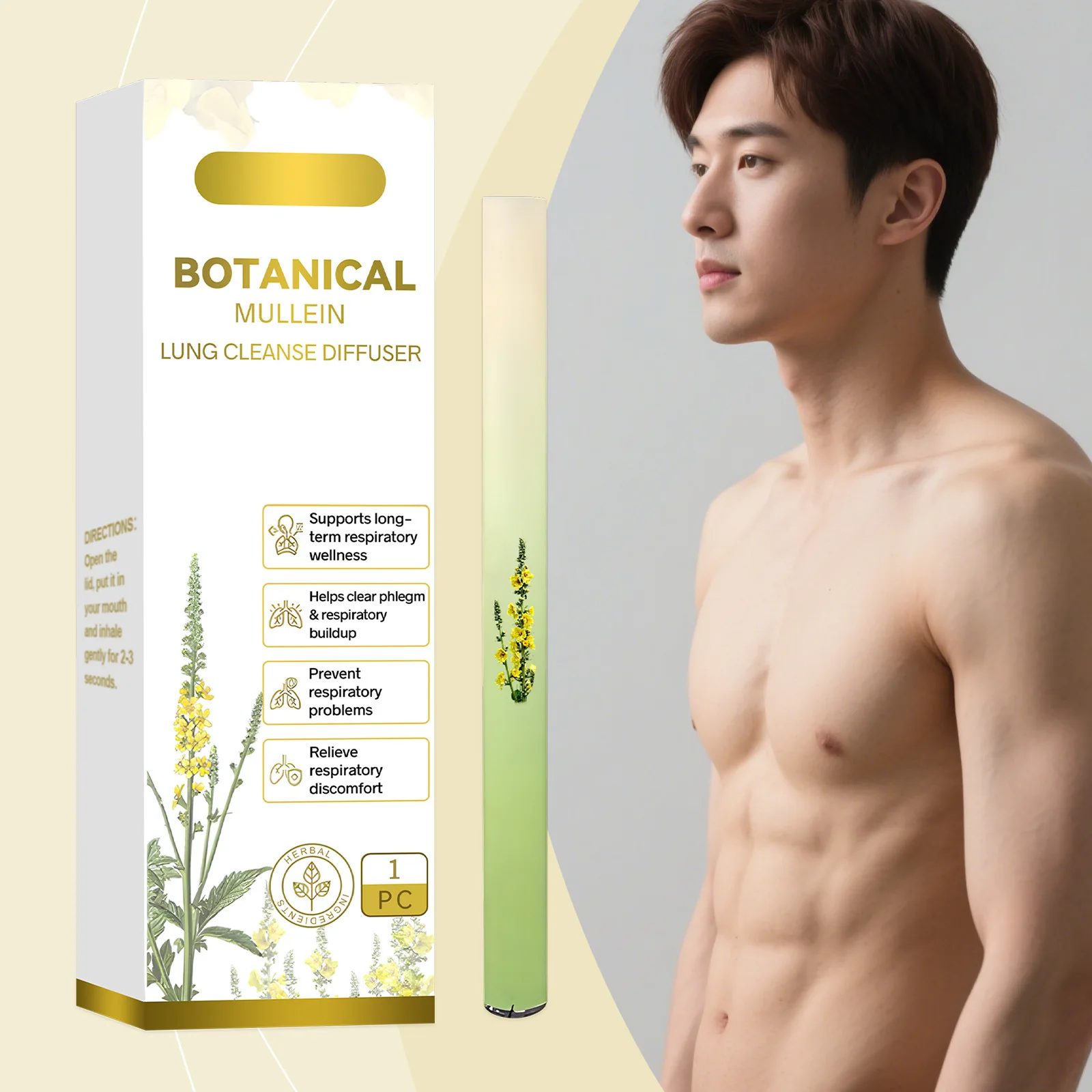 Herbal Lung Cleanse Inhaler Relief Fatigue Improving Sleep Melatonin Boost Energy Clear Breathing Air Freshening Herbal Diffuser - Image 3