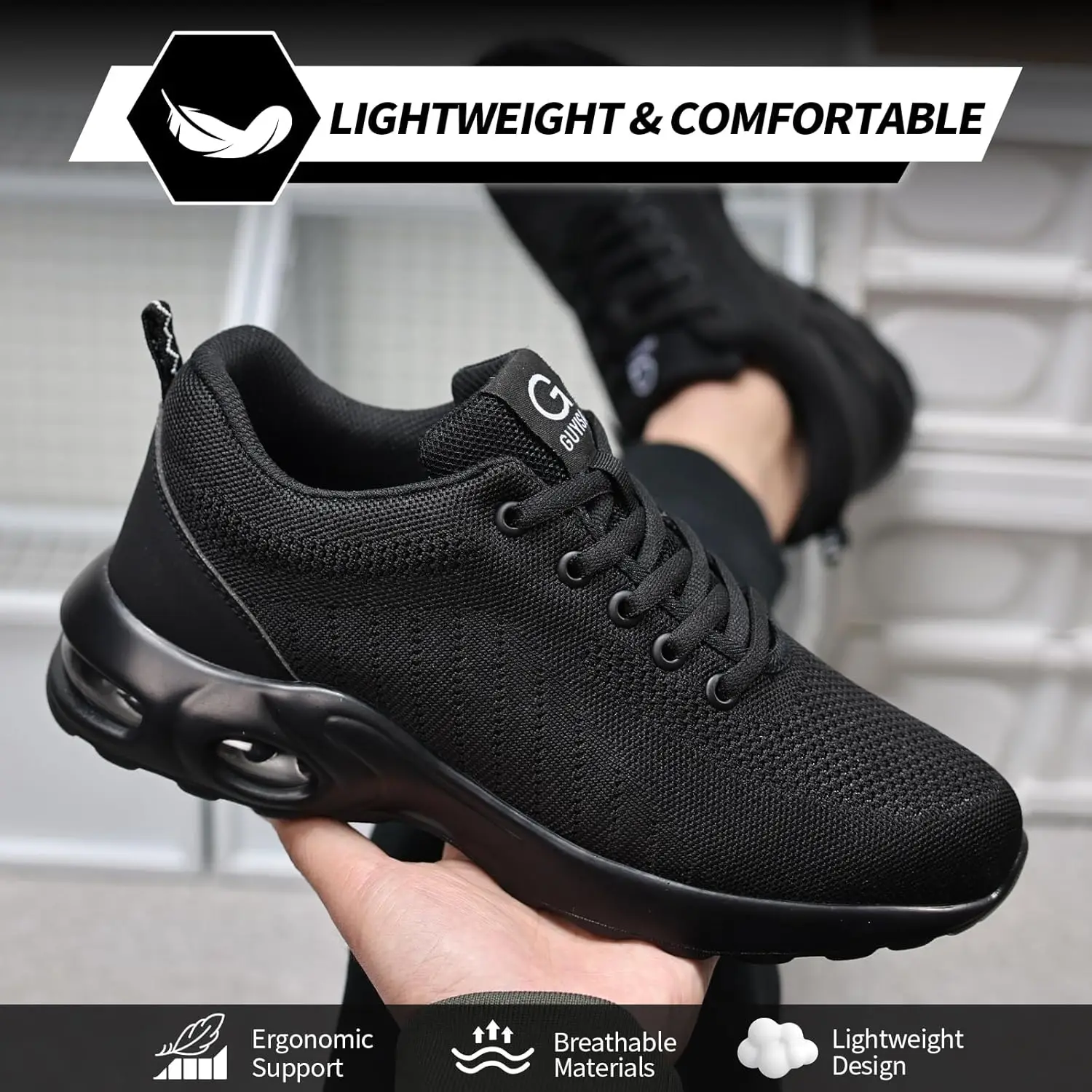 Lightweight Comfortable Steel Toe Sneakers for Women Men Full Sizes Impact Resistant Work Shoes All Seasons Industrial Safety Shoes Wear Resistant Durable Construction Footwear Perfect for Long Work Days Great Labor Day Gift - Image 6