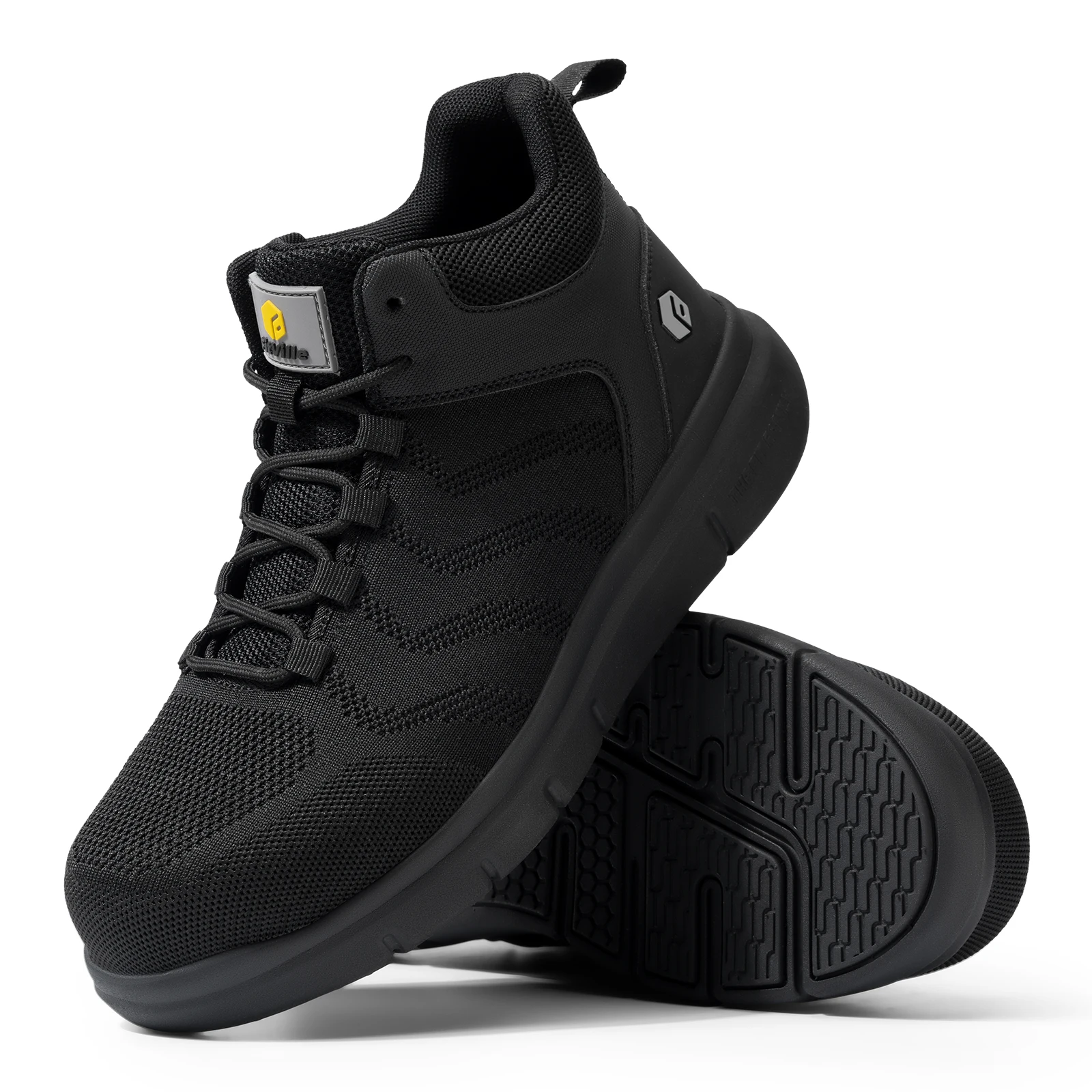 FitVille Men's High Top Safety Work Boots, Wide Width Composite Steel Toe Waterproof Anti-slip Outdoor Footwear for Construction Work