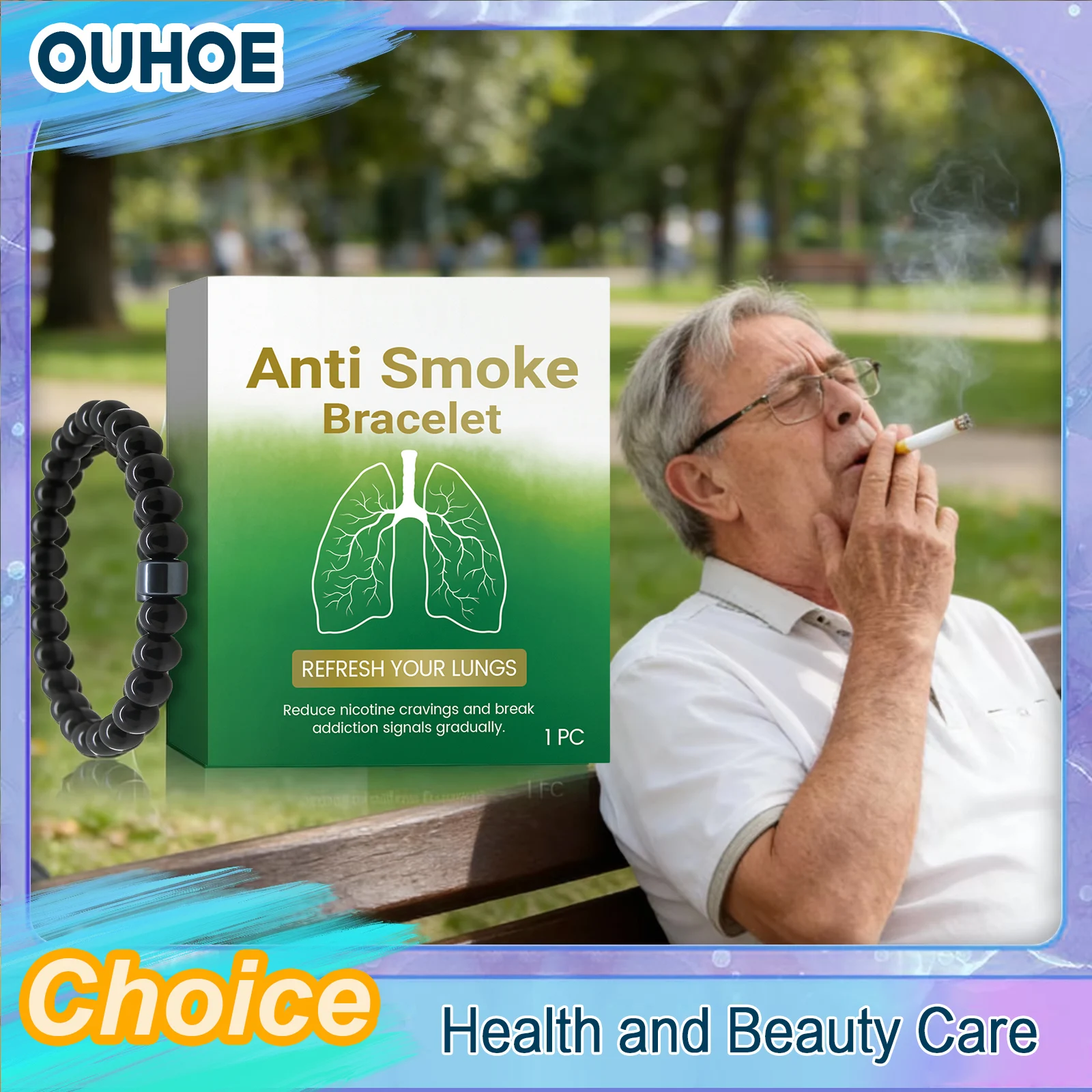 Anti Smoking Magnet Bracelet Lung Detox Cleansing Reduce Cigarette Addiction Improving Sleep Quality Quit Smoking Cessation Aid