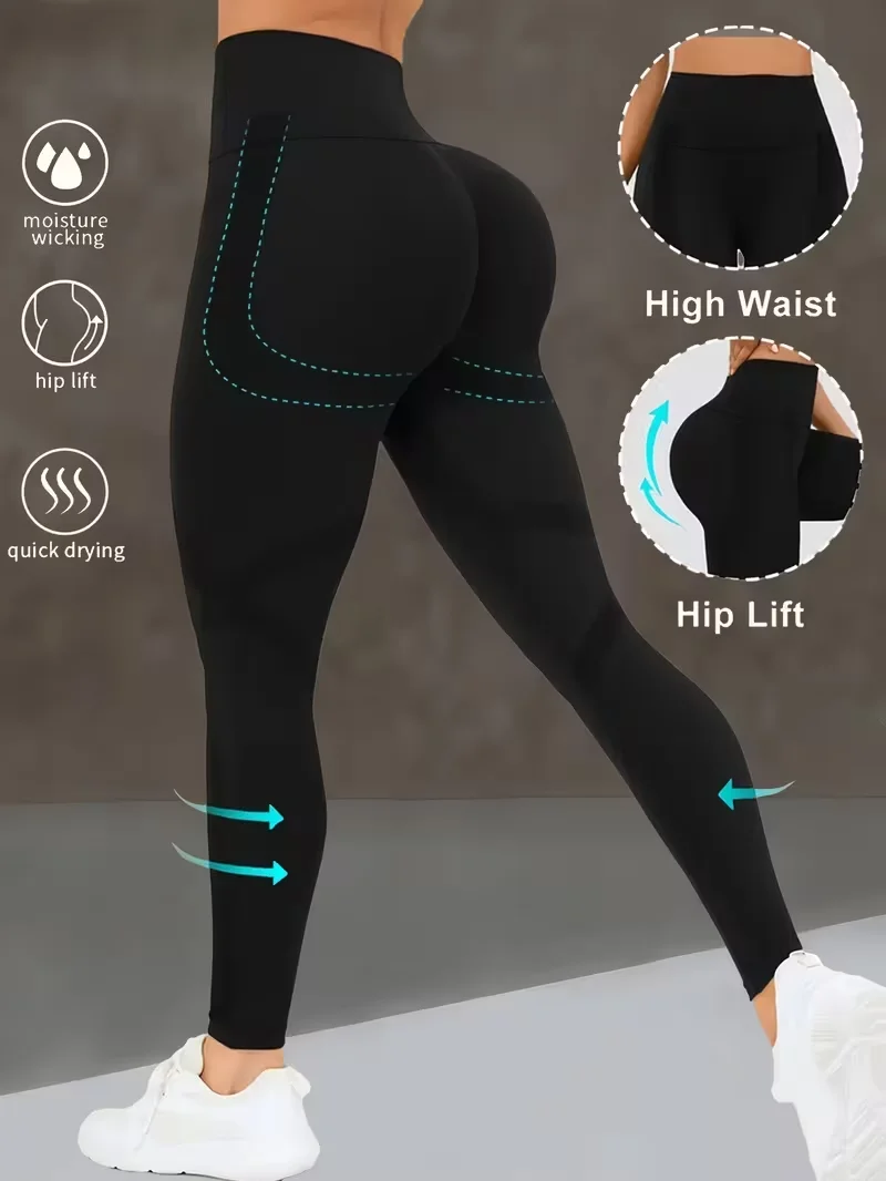 Women's High Waist Yoga Pants, Butt Lifting Wide Waistband Leggings, Adjustable Butt Lift Workout Trousers for Running Gym Fitne - Image 2