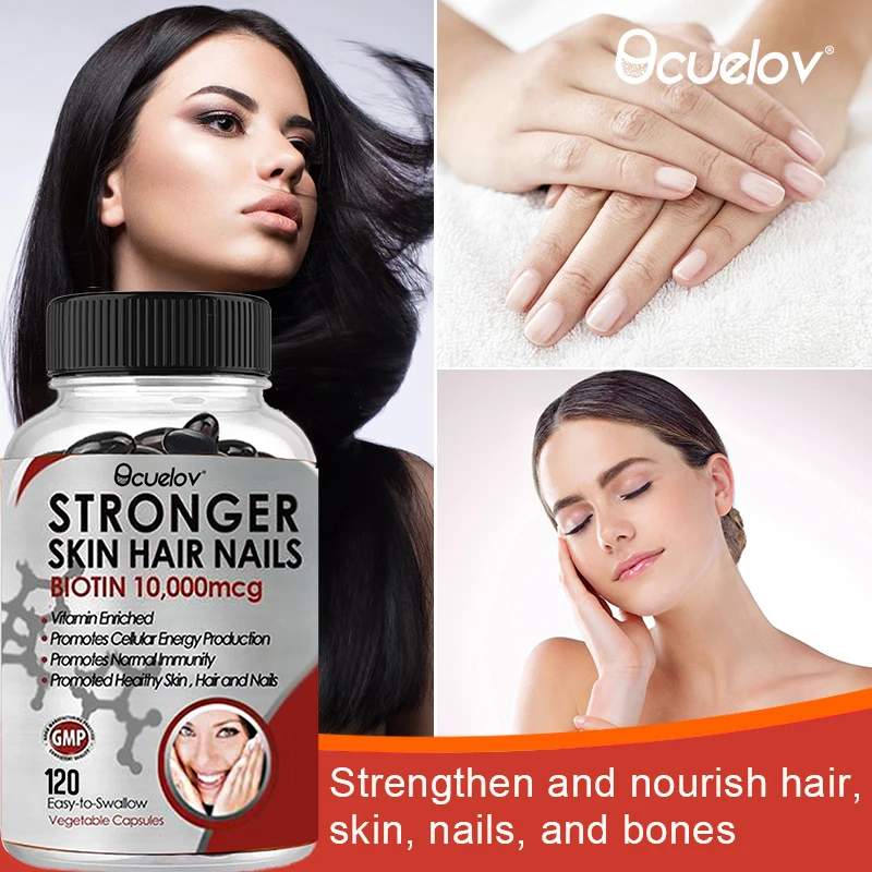 Biotin 10000 mcg - Hair Skin Nails Vitamins for Women & Men, Supports Hair Growth, Glowing Skin & Strong Nails, Metabolism - Image 5