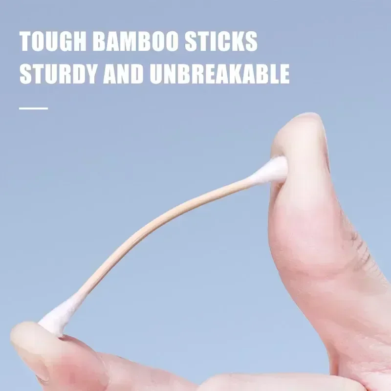 100/300/500 Pcs Cotton Swabs with Wooden Sticks, Bamboo Cotton Swabs Double Round Tips, Biodegradable Cotton Buds - Image 5