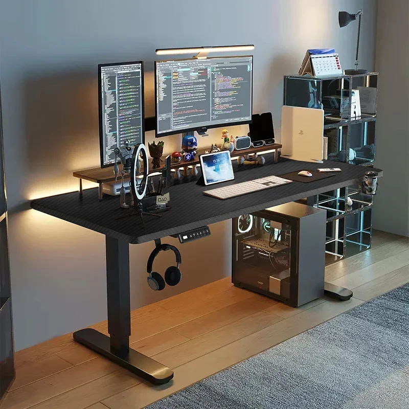 Electric Stand Up Desk Workstation Whole-Piece Desktop Ergonomic Height Adjustable Standing Desk With Cup and headphone holder