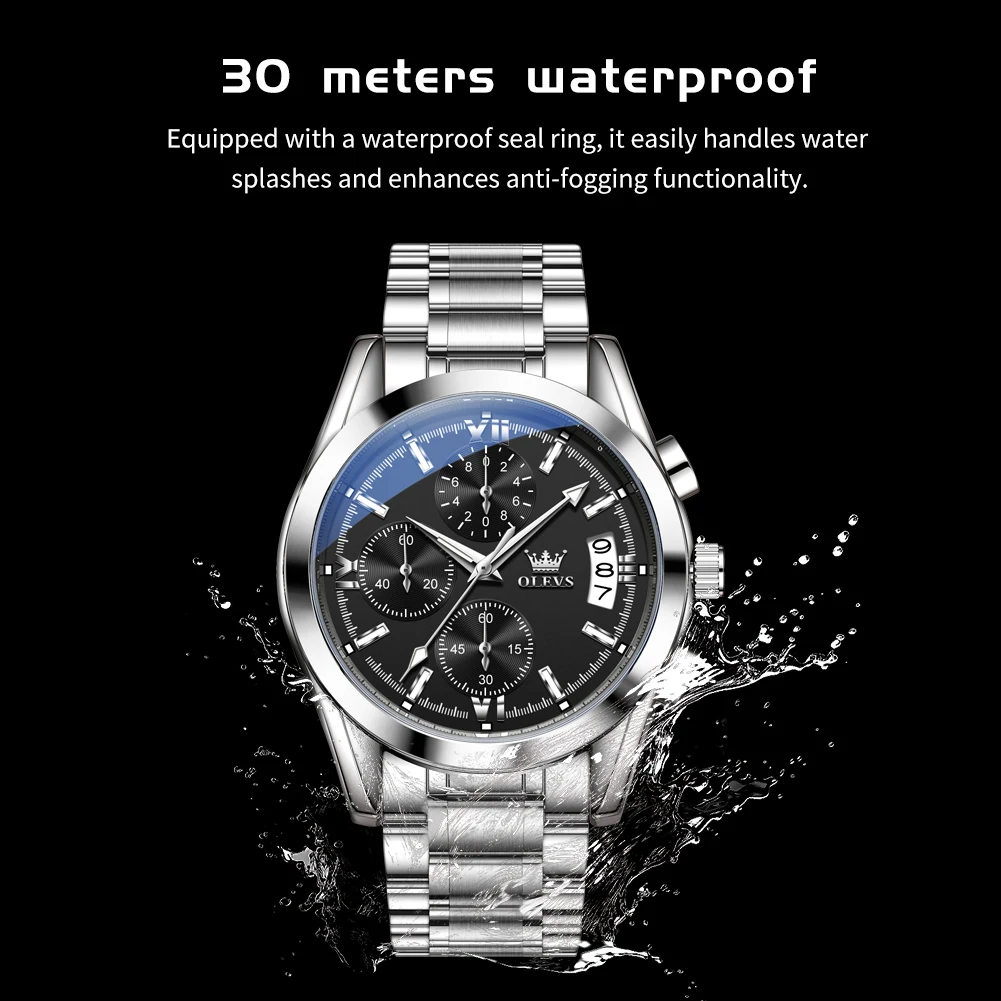 OLEVS 2987 Mens Watch Fashion Original Brand Quartz Watches For Men Waterproof Calendar Male Dress Hand Clock Reloj - Image 2