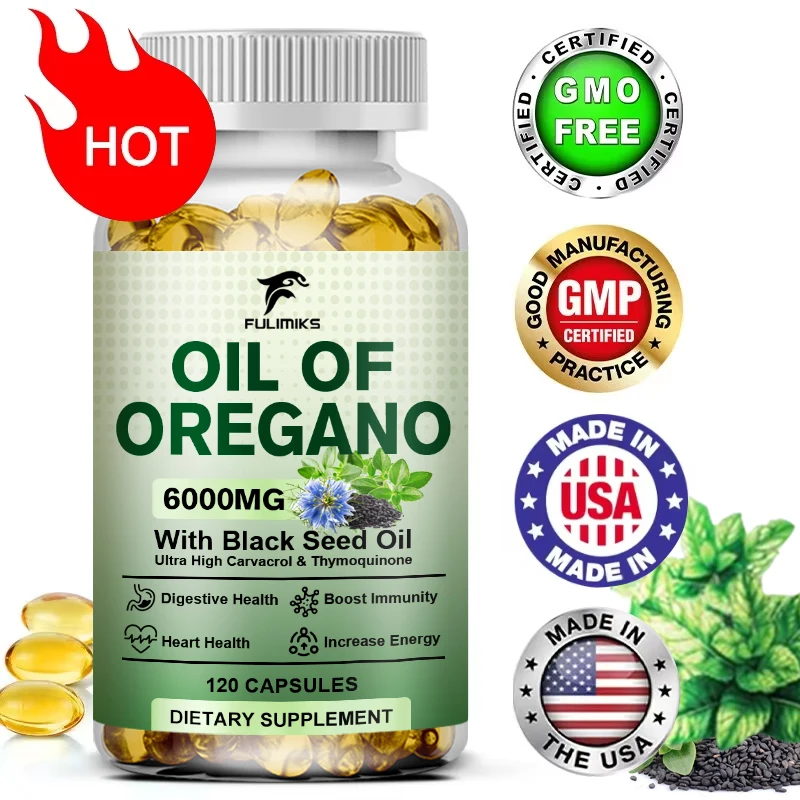 Oil of Oregano Softgels – Organic Oregano Oil Capsules with Black Seed Oil, Immune & Digestive Support, Antioxidant Support