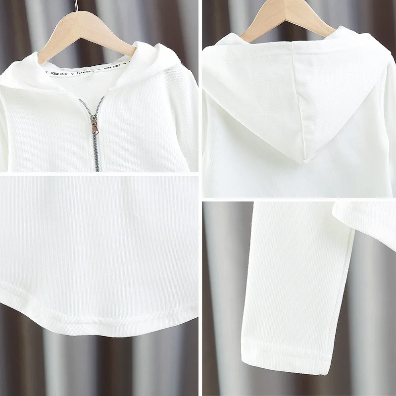 Girls Cotton Plain Hooded Half Zip Cropped Sweatshirt Jackets School Kids Track Pullover Jumper Children Work Coat Tops 3-16Yrs - Image 5