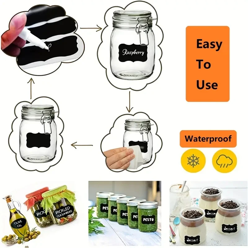 120 Pcs 1 Roll Removable Spice Sticker with Erasable Pen Waterproof Label Sticker Home Kitchen Decoration Jar Bottle Tag Sticker - Image 2