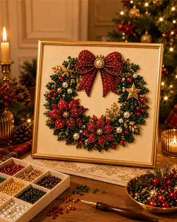 DIY Christmas Pearl Diamond Painting Art Kit with Frame