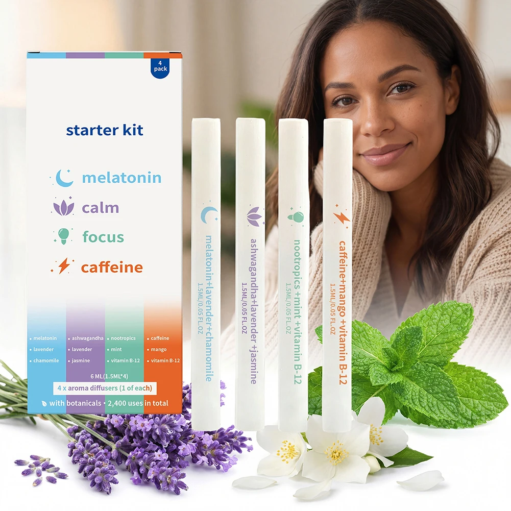 4-In-1 Herbal Diffusion Pen Air Freshener Pen Relaxation Sensory Clear Breathing Good Mind Freshening Fragrance Diffuser