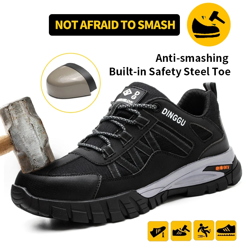 Safety Work Boots Steel Toe Anti-smash Anti-puncture Indestructible Work Shoes for Men Women, Lightweight Breathable Non-slip Wear Resistant Rubber Sole Industrial Construction Protective Footwear, Shock Absorbing Comfort Insole Waterproof Oil Resistant S - Image 8