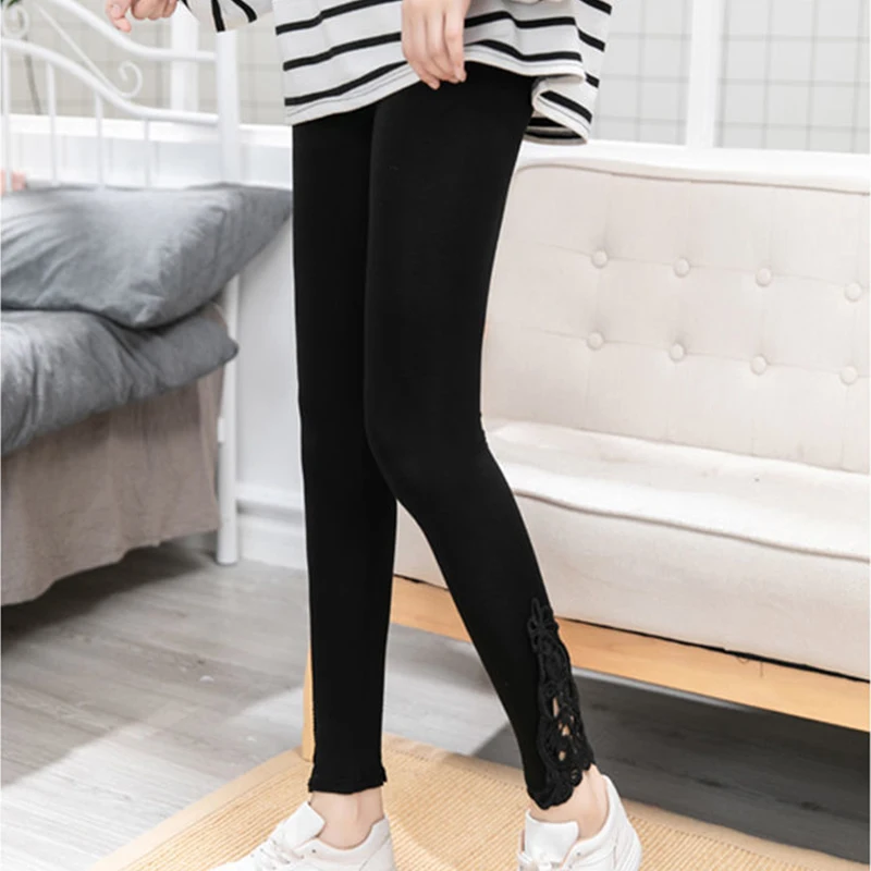 Women Fashion Solid Contrast Lace Skinny Leggings Ultra-Comfortable All-Season Essential for Women Womens Clothing - Image 4