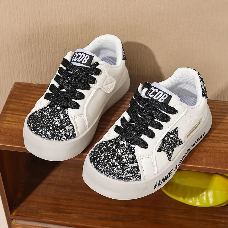 Fashionable Girls Sneakers Parent-child Summer Sports Shoes Student Casual Non-slip Shoes Children's Trendy Star Sequined Shoes