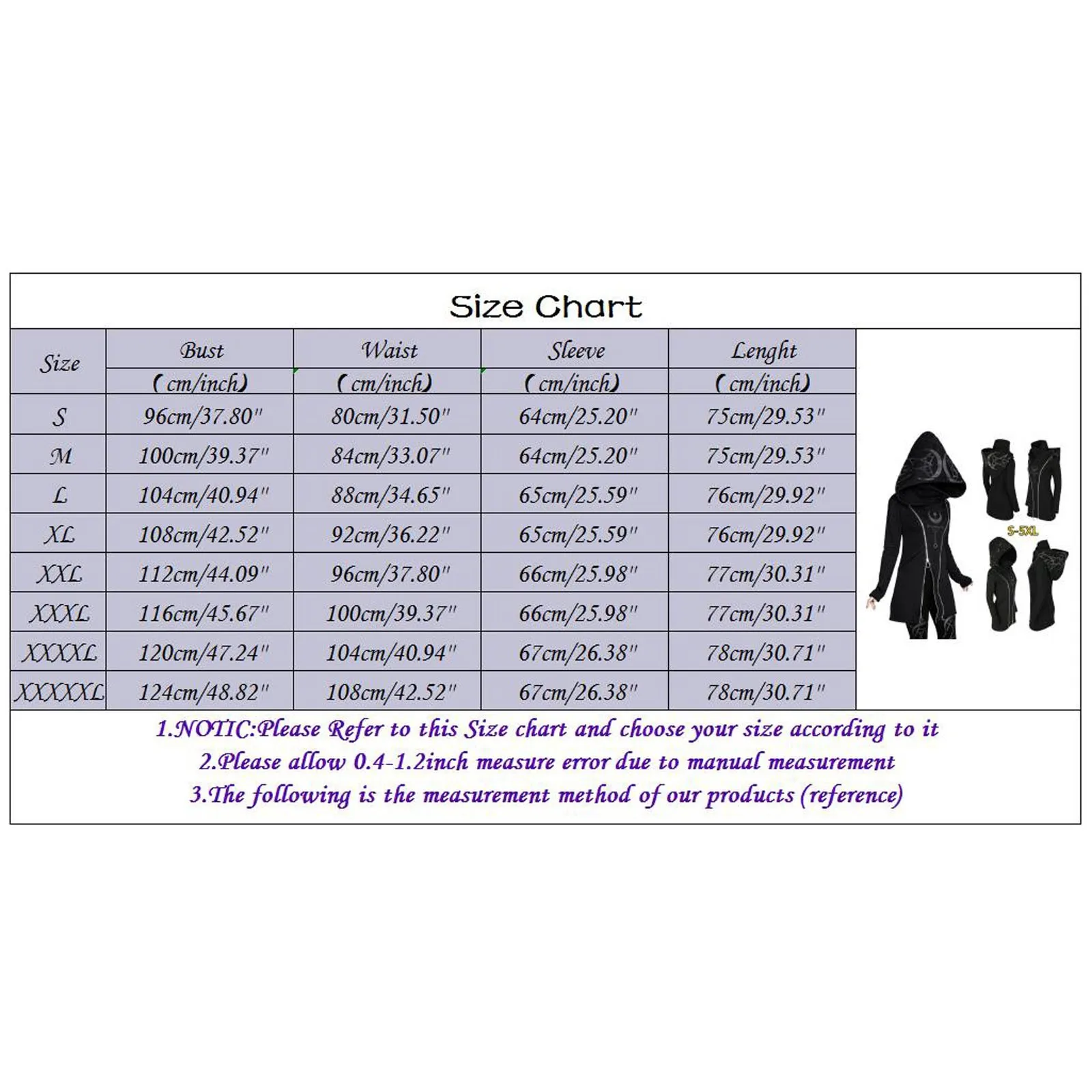 Gothic Punk Long Women Hoodies Sweatshirts 2022 Autumn Moon Print Long Sleeve Jackets Women Loose Zipper Hooded Coat Outwear - Image 6