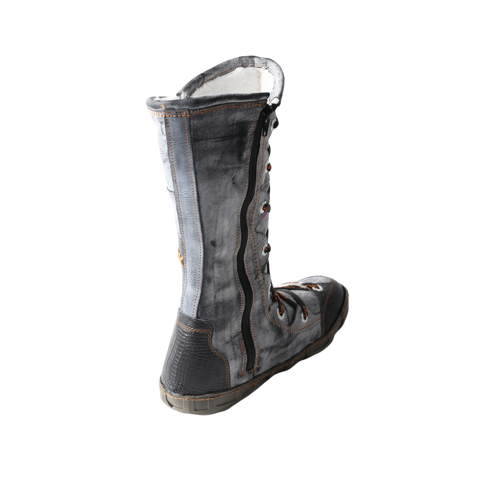 TMA EYES Women's Mid Calf Snow Boots Warm Fuzzy Lined Side Zipper Vintage Casual Winter Boots for Cold Weather Outdoor - Image 3