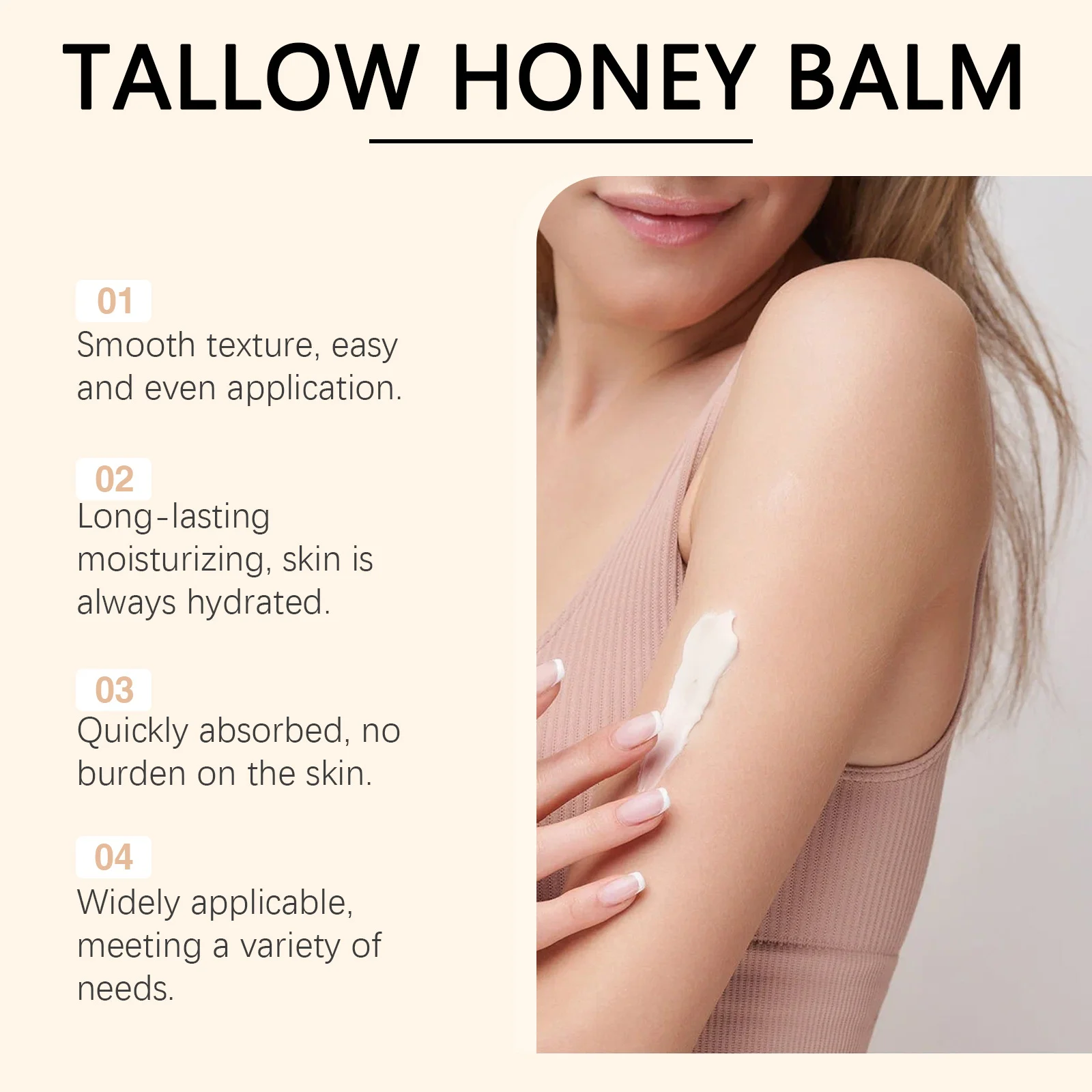 WoodSleep Beef Tallow Paste Deeply Moisturizer Brightening Wrinkle Remover Grass Fed Tallow Wild Honey Face Body Cream Skin Car - Image 4
